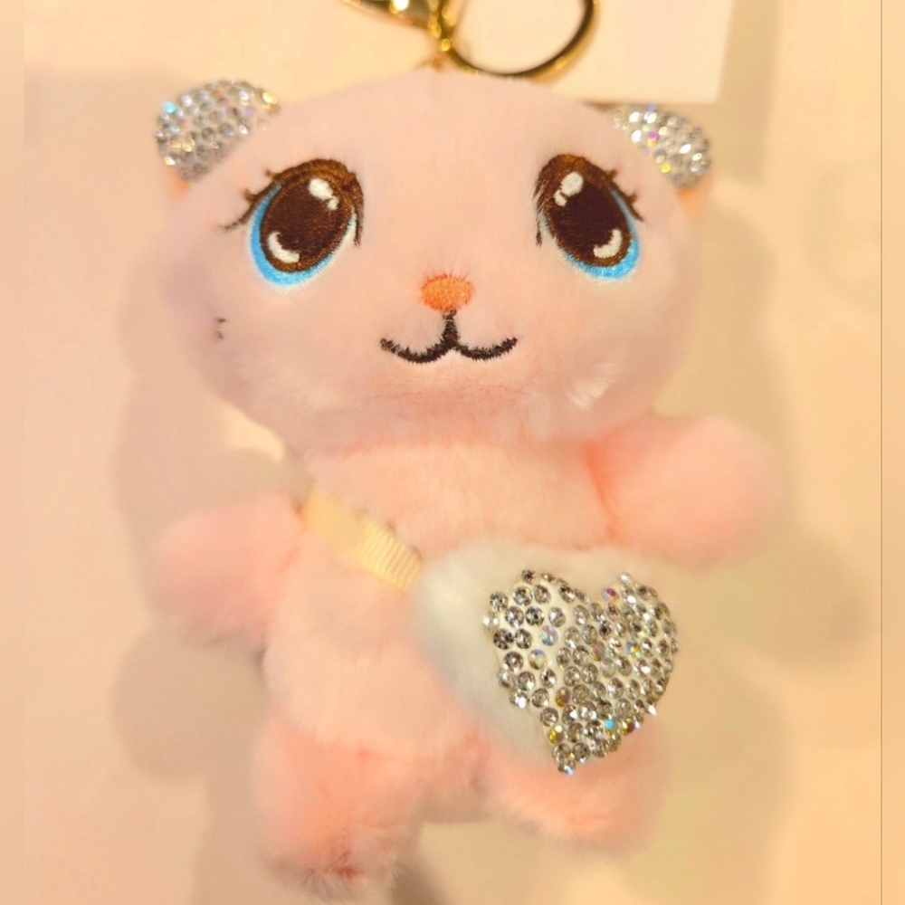 Pink Plush Bear Key Holder/ Bag Charm